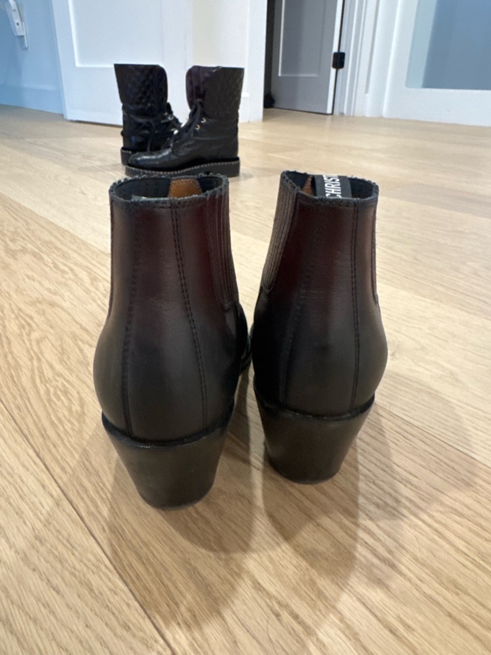 Dior Black burgundy Leather Pointed Ankle Booties 37.5 - Picture 3 of 7